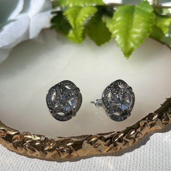 Designer Rhinestone Circle Studs - Picture 6 of 10